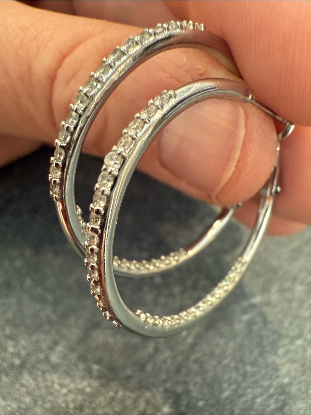 Silver CZ Pave Hoop Earrings - Sparkling Silver Hoops